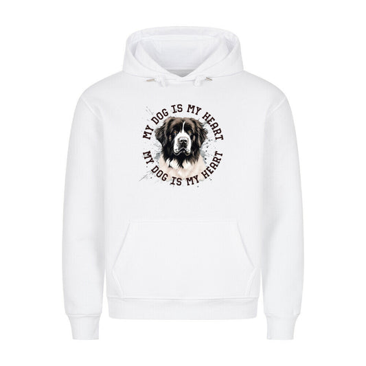 Premium Hoodie "Landseer HEART" Weiß – hunde-shirt.de