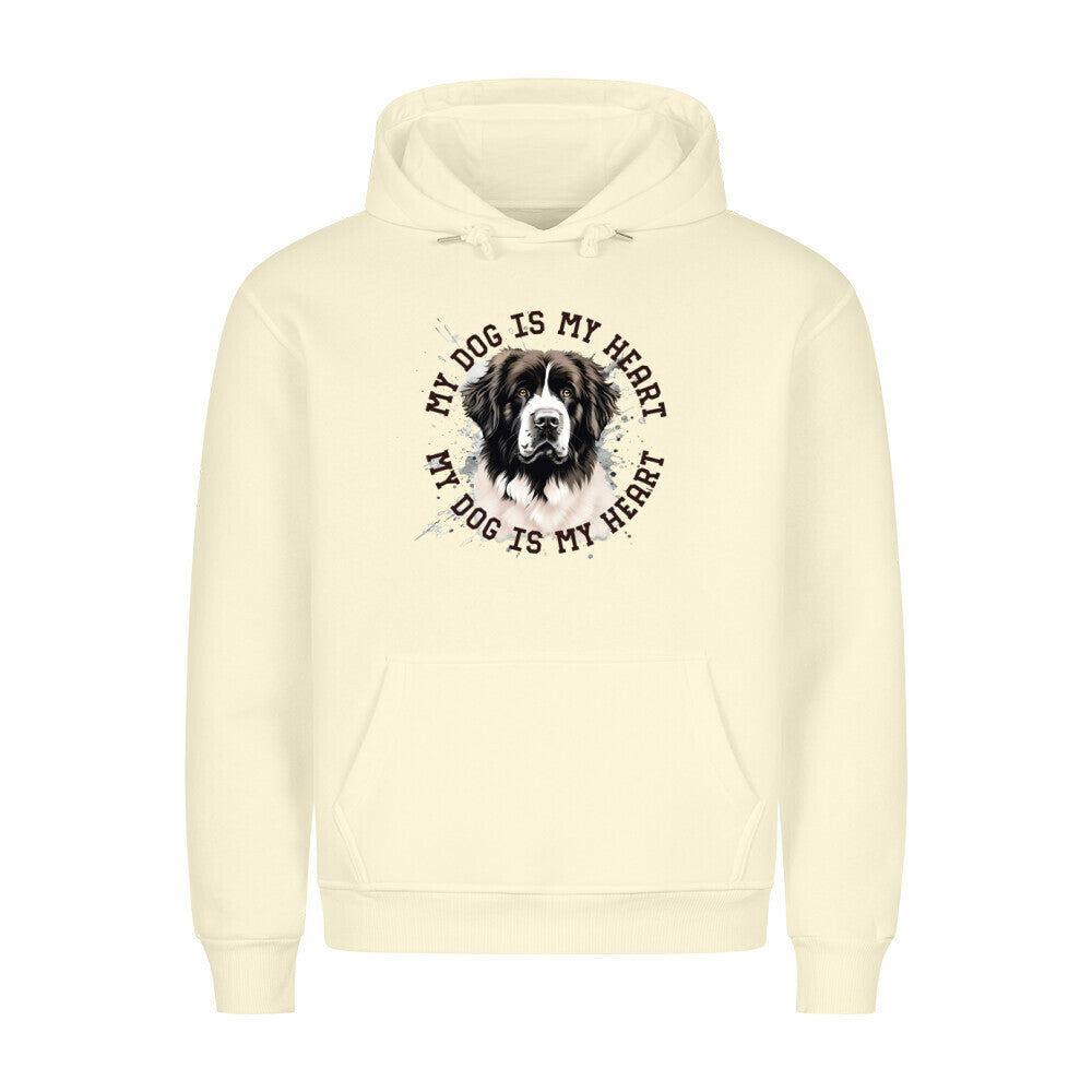 Premium Hoodie "Landseer HEART" Beige – hunde-shirt.de