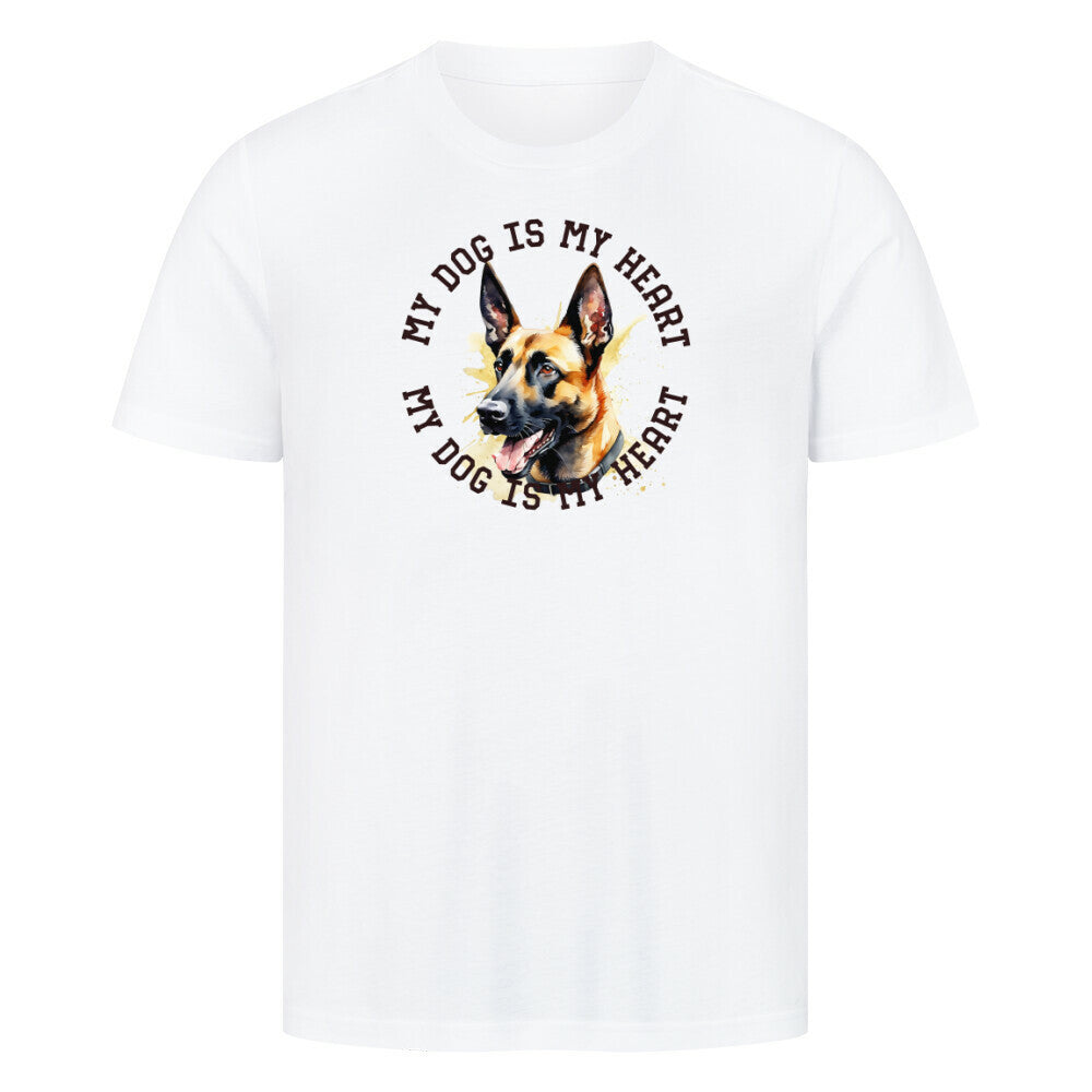Premium T-Shirt Malinois HEART" Weiß – hunde-shirt.de