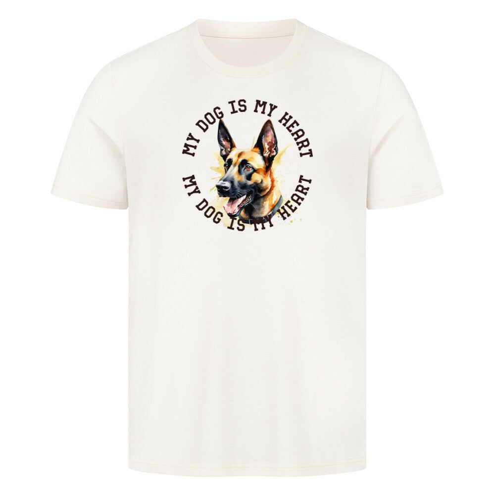 Premium T-Shirt Malinois HEART" Natural Raw – hunde-shirt.de