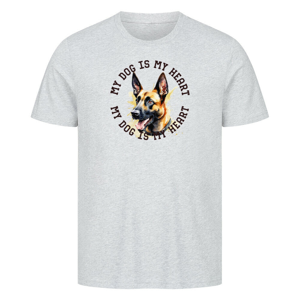 Premium T-Shirt Malinois HEART" Heather Grey – hunde-shirt.de