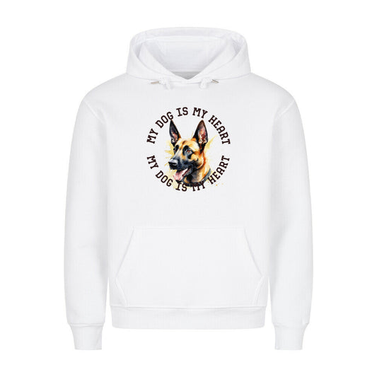 Premium Hoodie "Malinois HEART" Weiß – hunde-shirt.de