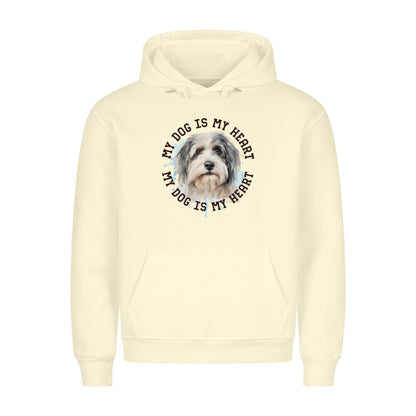 Premium Hoodie "Löwchen HEART" Beige – hunde-shirt.de