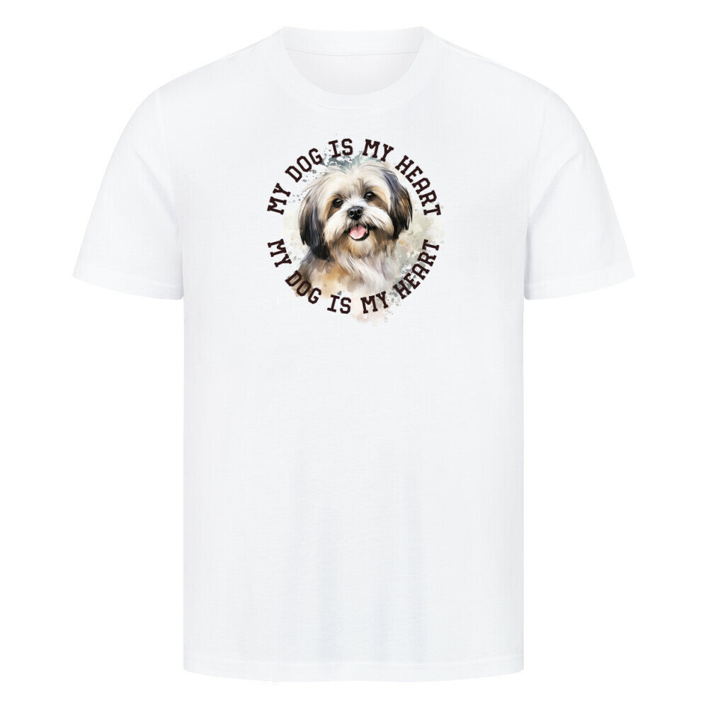 Premium T-Shirt "Lhasa Apso HEART" Weiß – hunde-shirt.de
