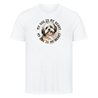 Premium T-Shirt "Lhasa Apso HEART" Weiß – hunde-shirt.de