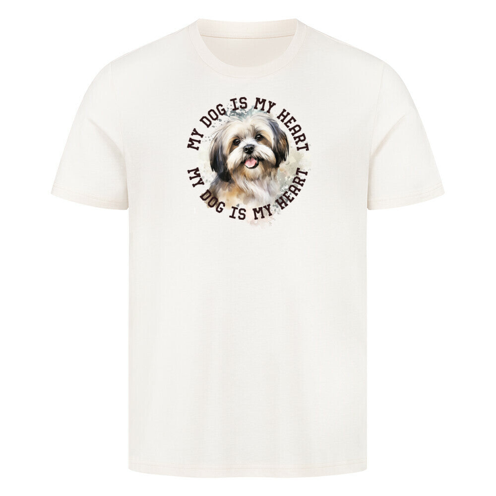 Premium T-Shirt "Lhasa Apso HEART" Natural Raw – hunde-shirt.de