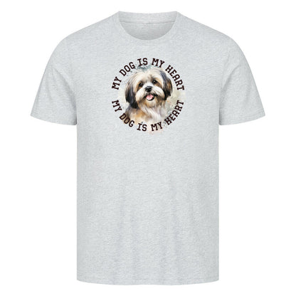 Premium T-Shirt "Lhasa Apso HEART" Heather Grey – hunde-shirt.de