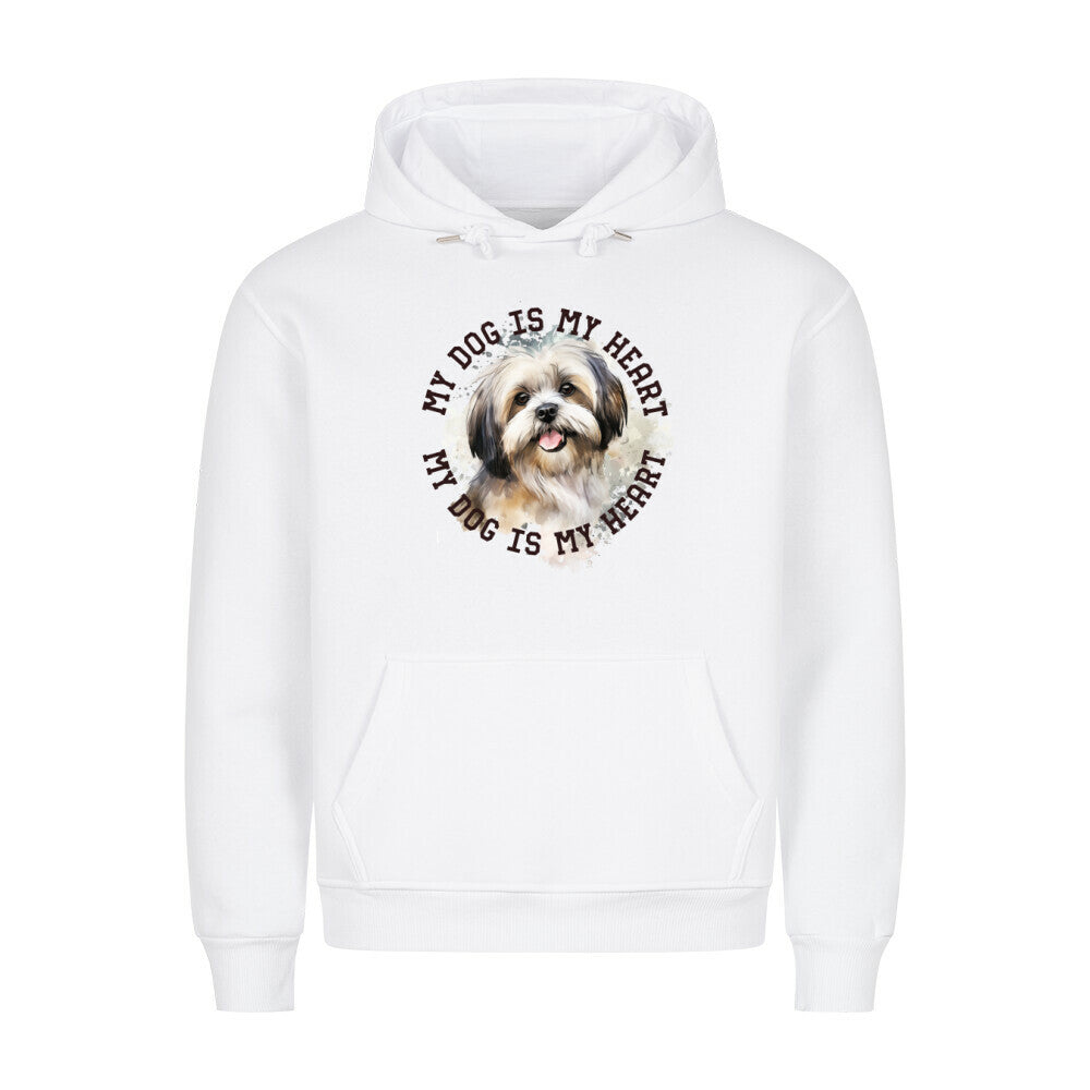 Premium Hoodie "Lhasa Apso HEART" Weiß – hunde-shirt.de