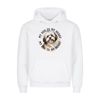 Premium Hoodie "Lhasa Apso HEART" Weiß – hunde-shirt.de