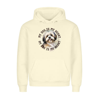 Premium Hoodie "Lhasa Apso HEART" Beige – hunde-shirt.de