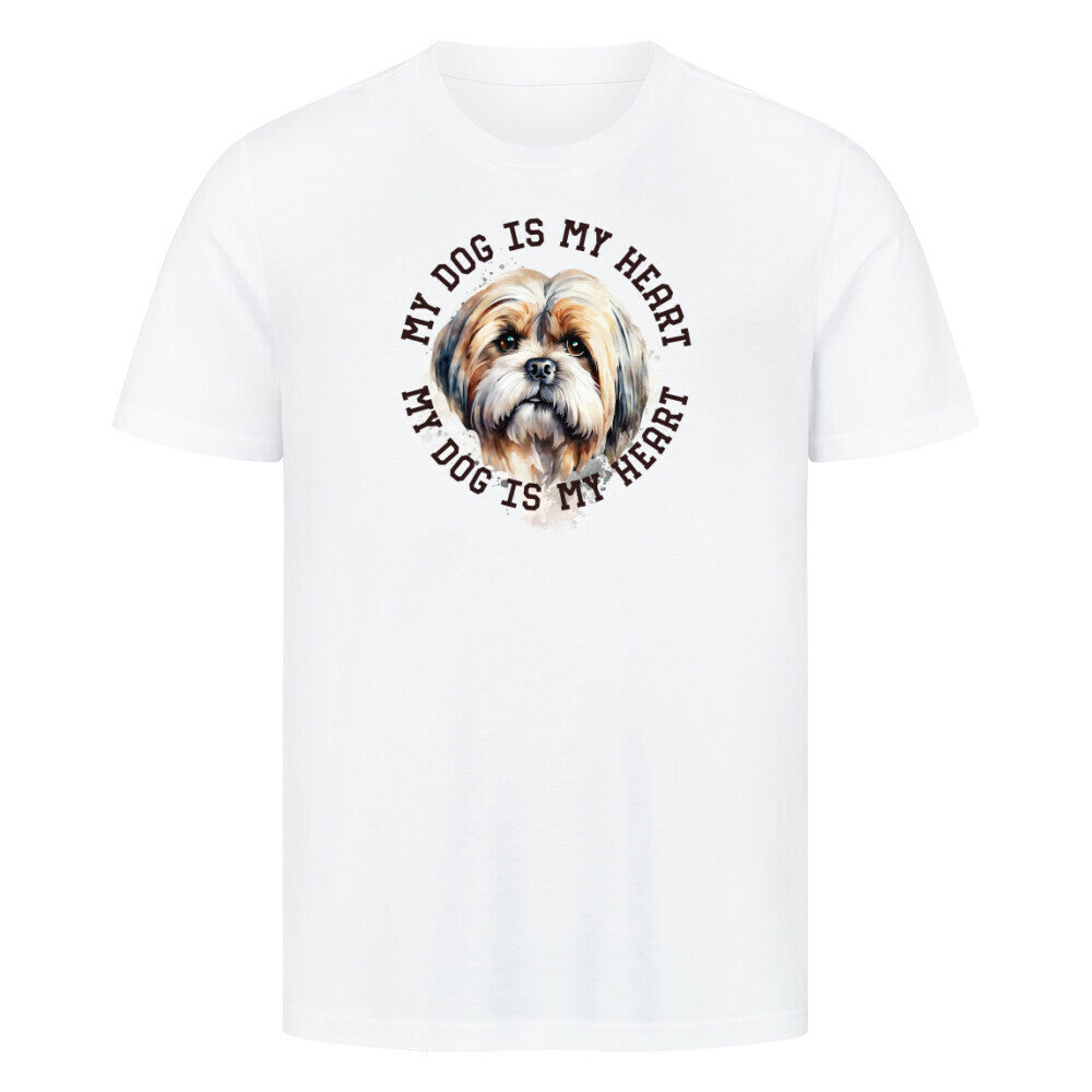 Premium T-Shirt "Lhasa Apso HEART 2" Weiß – hunde-shirt.de