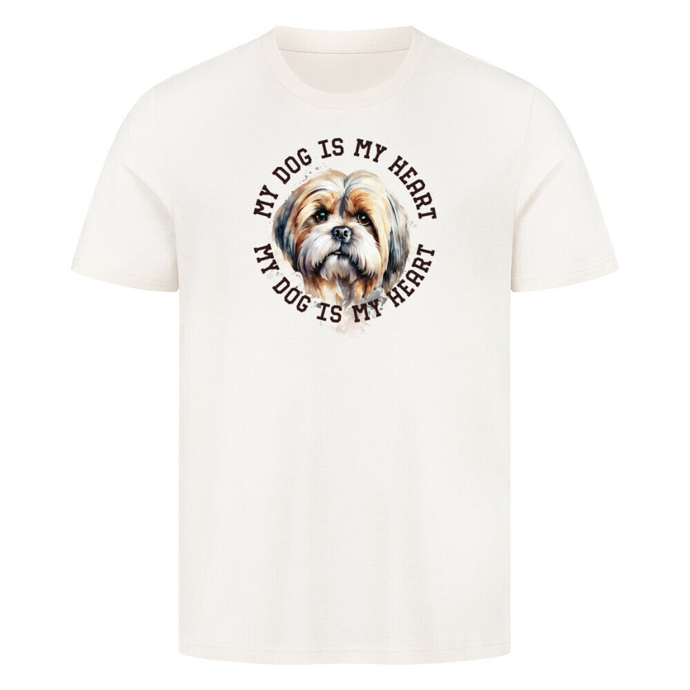 Premium T-Shirt "Lhasa Apso HEART 2" Natural Raw – hunde-shirt.de