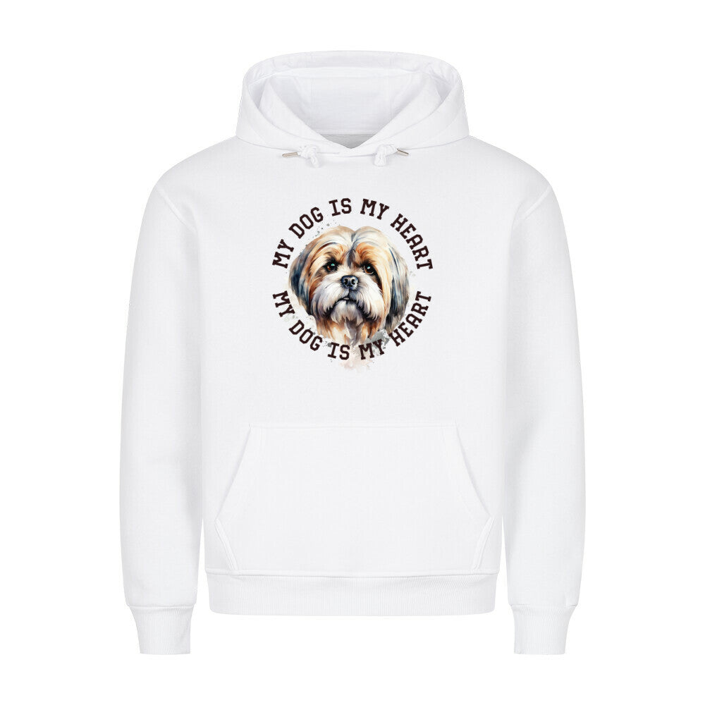 Premium Hoodie "Lhasa Apso HEART 2" Weiß – hunde-shirt.de