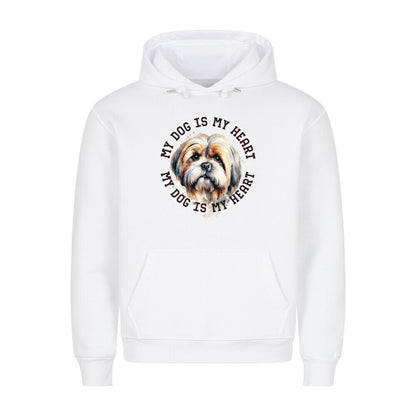 Premium Hoodie "Lhasa Apso HEART 2" Weiß – hunde-shirt.de
