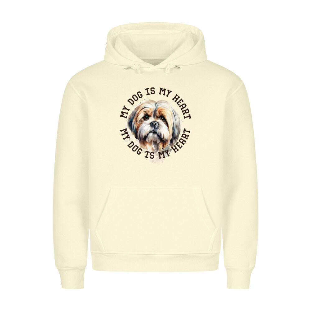 Premium Hoodie "Lhasa Apso HEART 2" Beige – hunde-shirt.de