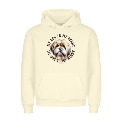 Premium Hoodie "Lhasa Apso HEART 2" Beige – hunde-shirt.de