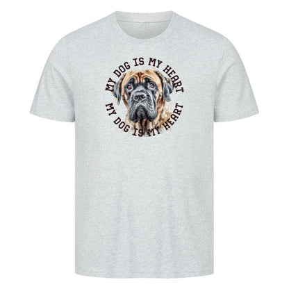 Premium T-Shirt "English Mastiff HEART" Heather Grey – hunde-shirt.de