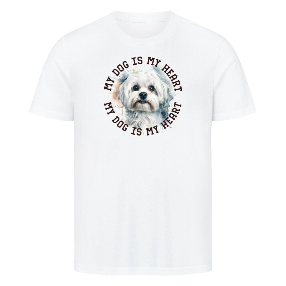 Premium T-Shirt "Malteser HEART" Weiß – hunde-shirt.de