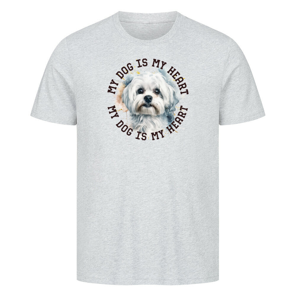 Premium T-Shirt "Malteser HEART" Heather Grey – hunde-shirt.de