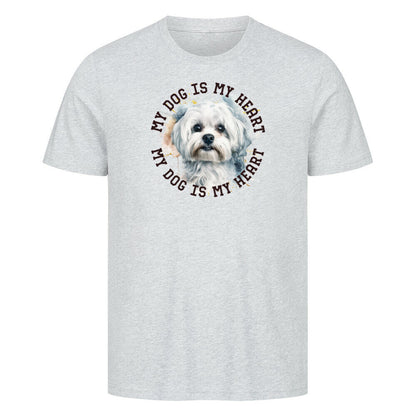 Premium T-Shirt "Malteser HEART" Heather Grey – hunde-shirt.de