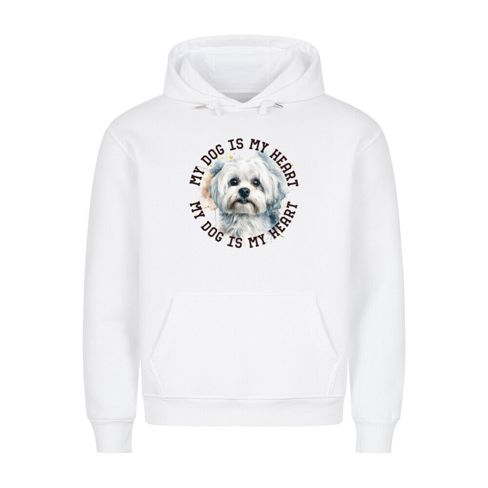Premium Hoodie "Malteser HEART" Weiß – hunde-shirt.de