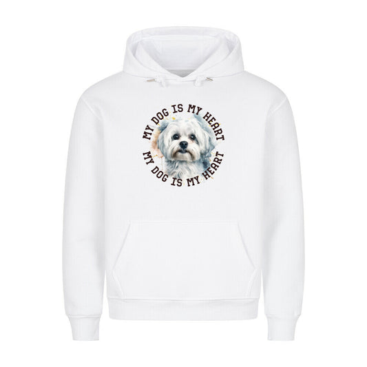 Premium Hoodie "Malteser HEART" Weiß – hunde-shirt.de