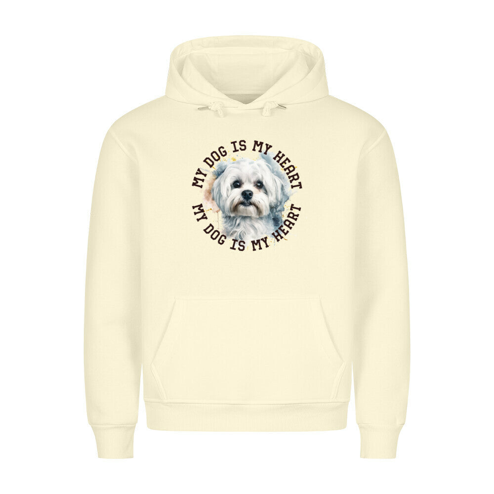 Premium Hoodie "Malteser HEART" Beige – hunde-shirt.de