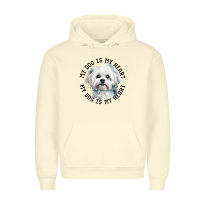 Premium Hoodie "Malteser HEART" Beige – hunde-shirt.de