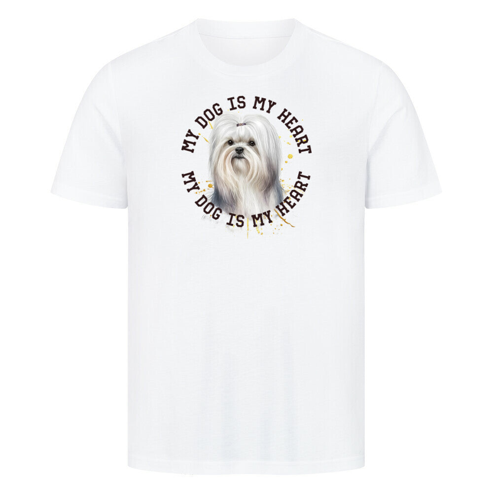 Premium T-Shirt "Malteser HEART 2" Weiß – hunde-shirt.de
