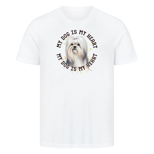 Premium T-Shirt "Malteser HEART 2" Weiß – hunde-shirt.de