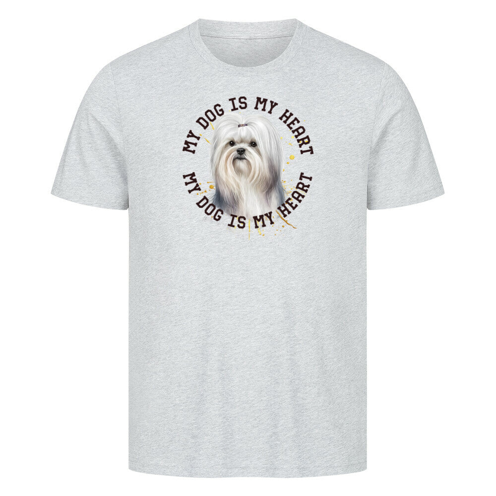 Premium T-Shirt "Malteser HEART 2" Heather Grey – hunde-shirt.de