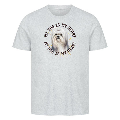Premium T-Shirt "Malteser HEART 2" Heather Grey – hunde-shirt.de