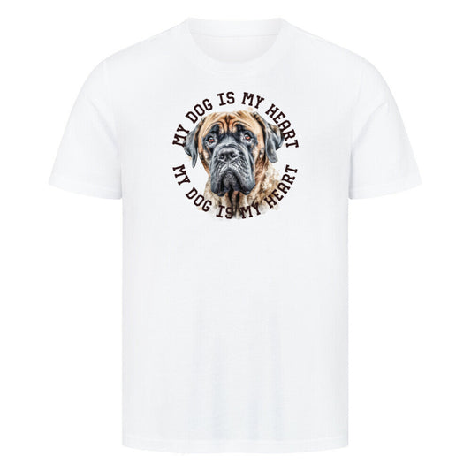 Premium T-Shirt "English Mastiff HEART" Weiß – hunde-shirt.de