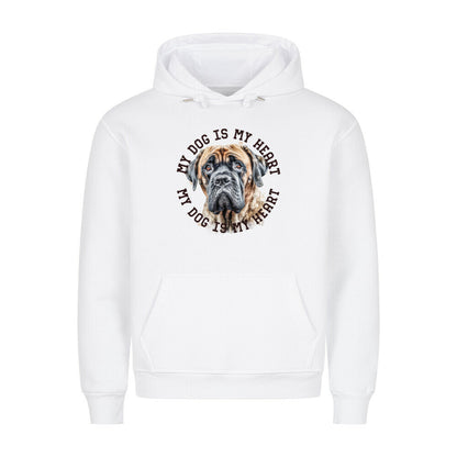 Premium Hoodie "English Mastiff HEART" Weiß – hunde-shirt.de