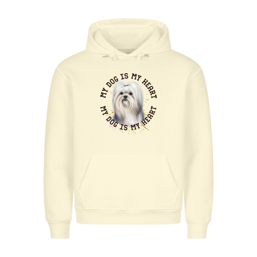 Premium Hoodie "Malteser HEART 2" Beige – hunde-shirt.de