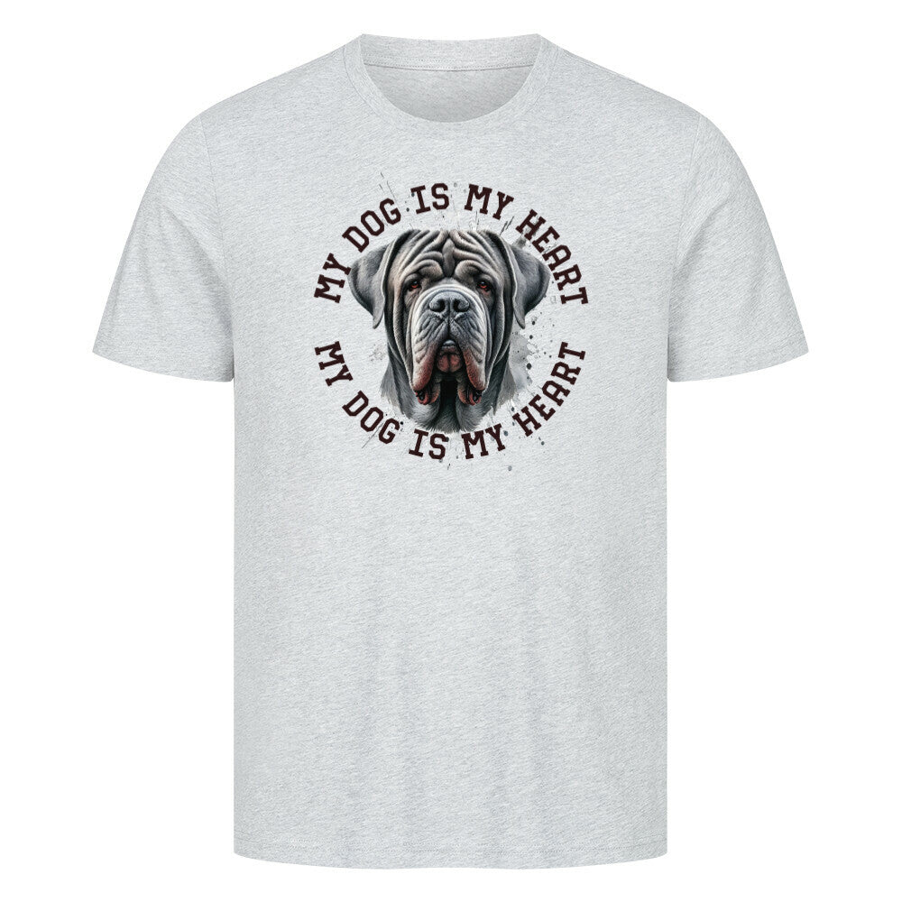 Premium T-Shirt "Mastino Napoletano HEART" Heather Grey – hunde-shirt.de