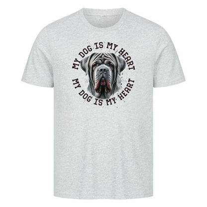 Premium T-Shirt "Mastino Napoletano HEART" Heather Grey – hunde-shirt.de