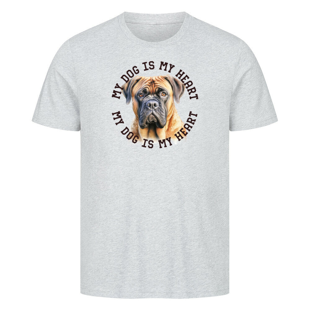 Premium T-Shirt "Bullmastiff HEART" Heather Grey – hunde-shirt.de