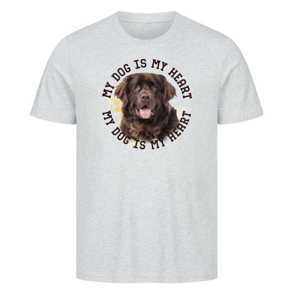Premium T-Shirt "Neufundländer HEART 2" Heather Grey – hunde-shirt.de