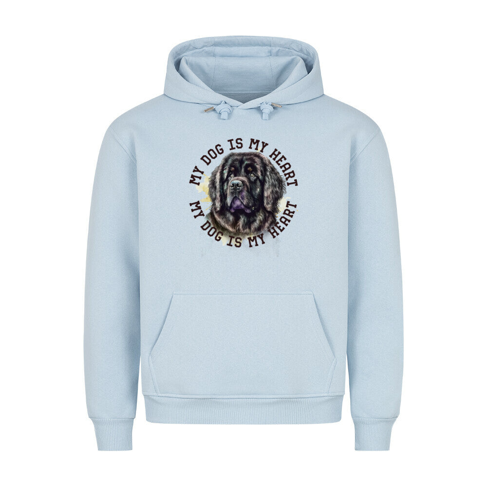 Premium Hoodie "Neufundländer ( gestromt ) HEART" Babyblau – hunde-shirt.de