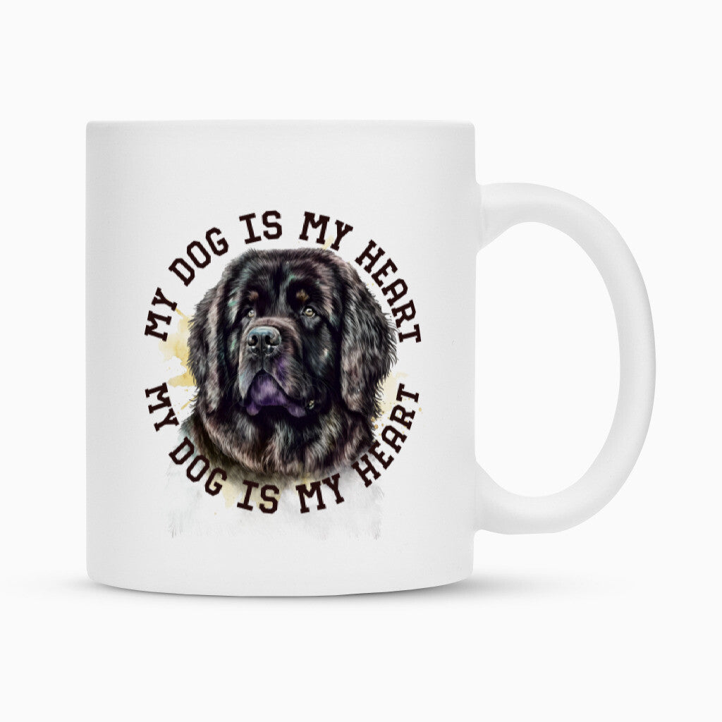 Tasse "Neufundländer gestromt HEART" Weiß – hunde-shirt.de