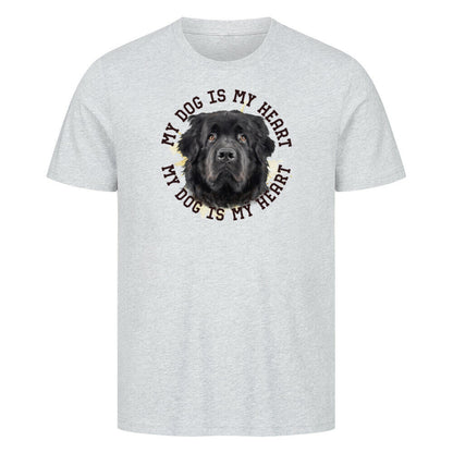 Premium T-Shirt "Neufundländer schwarz HEART" Heather Grey – hunde-shirt.de