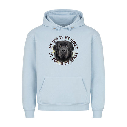 Premium Hoodie "Neufundländer schwarz HEART" Babyblau – hunde-shirt.de