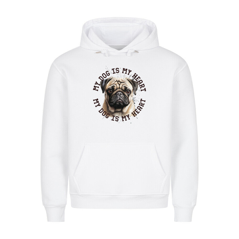 Premium Hoodie "Mops HEART" Weiß – hunde-shirt.de