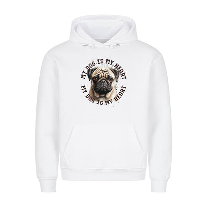Premium Hoodie "Mops HEART" Weiß – hunde-shirt.de