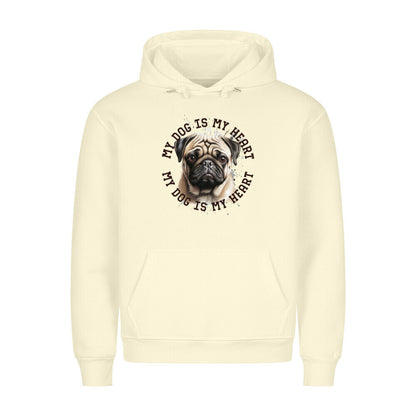 Premium Hoodie "Mops HEART" Beige – hunde-shirt.de