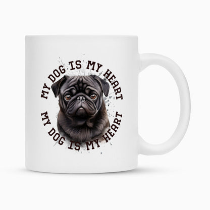 Tasse "Mops schwarz HEART" Weiß – hunde-shirt.de