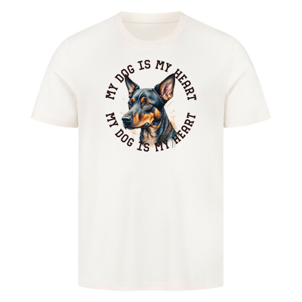 Premium T-Shirt "Zwergpinscher HEART 2" Natural Raw – hunde-shirt.de