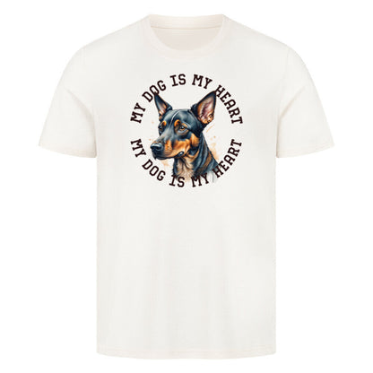 Premium T-Shirt "Zwergpinscher HEART 2" Natural Raw – hunde-shirt.de