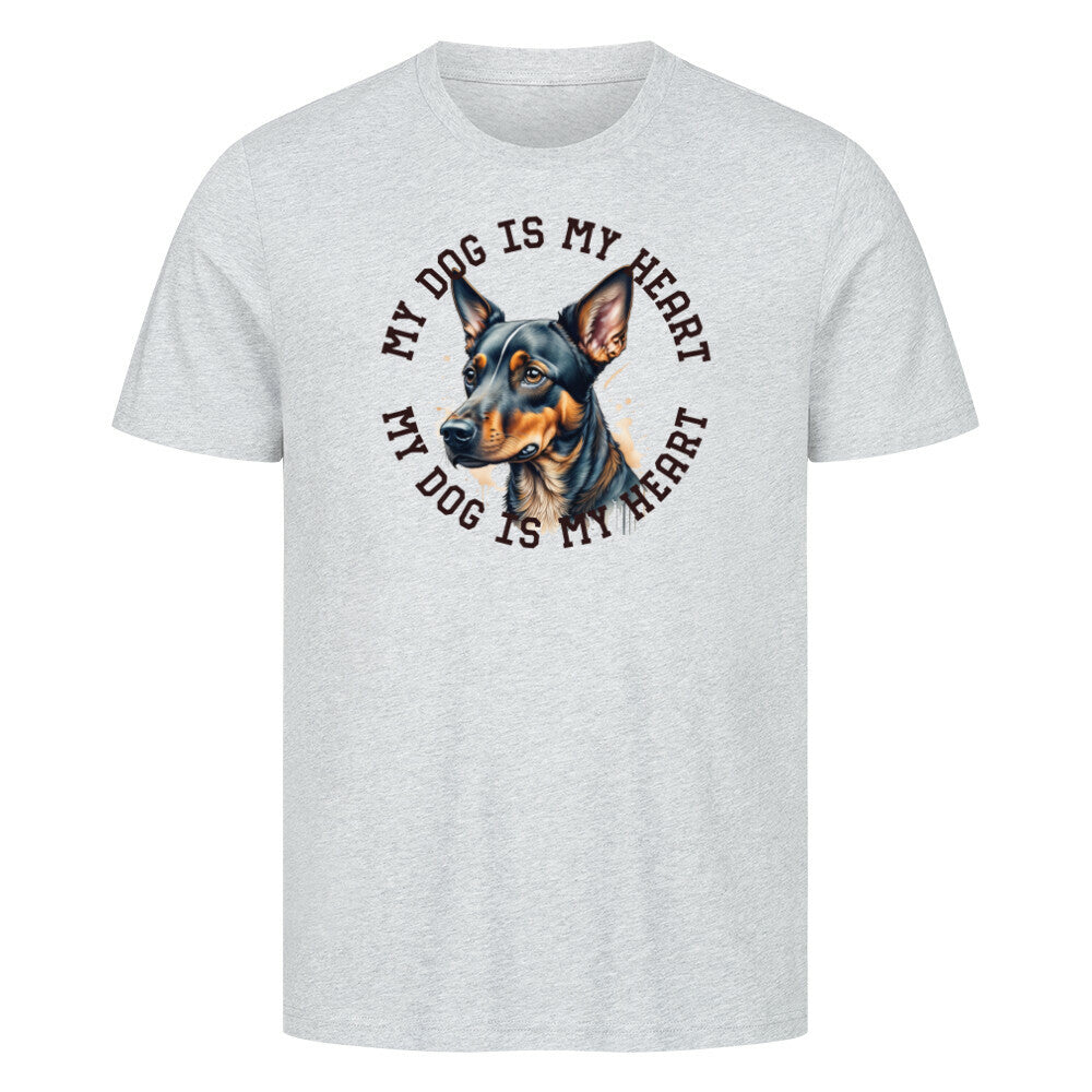 Premium T-Shirt "Zwergpinscher HEART 2" Heather Grey – hunde-shirt.de